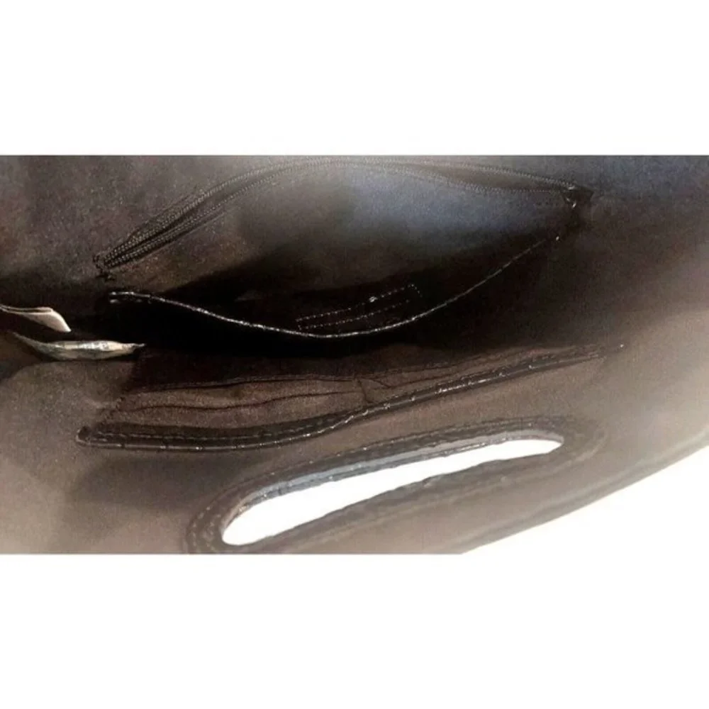 Nine West Black Patent Leather Envelope Style Clutch Black New 12